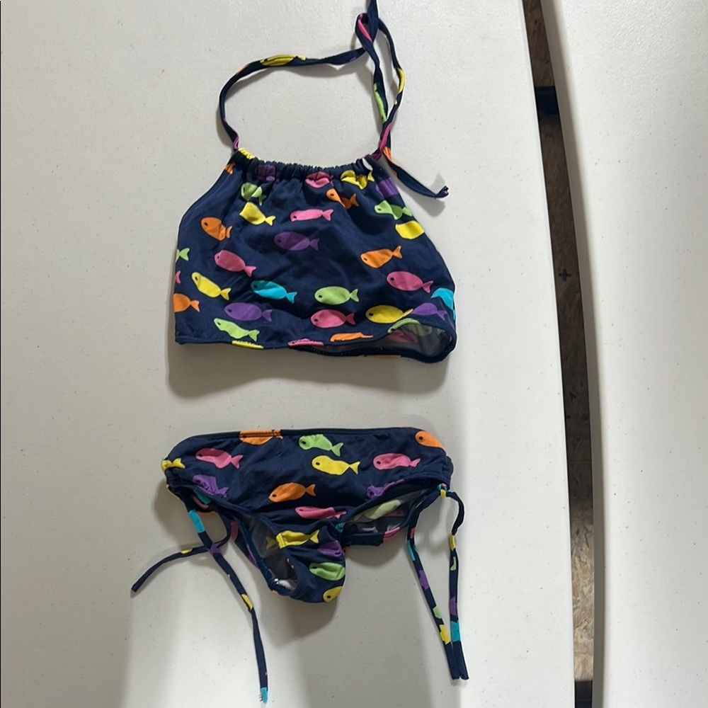 Colorful Fish Print Kids Swim Set